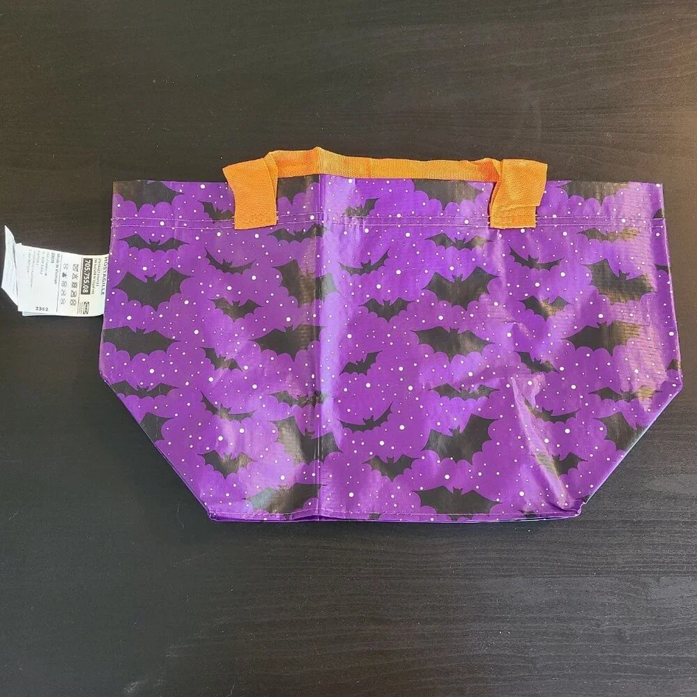 Ikea HÖSTAGILLE KUSTFYR Bag Lilac Purple Bats Pattern Halloween